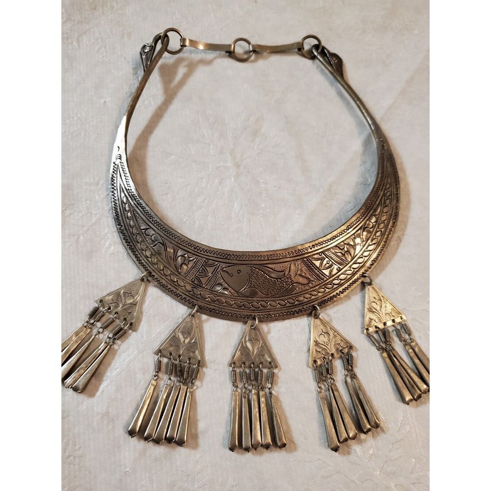 Antique Hmong fringe collar necklace